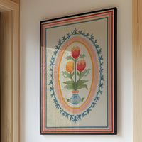 Tulip Trio in Cross-Stitch Medallion
