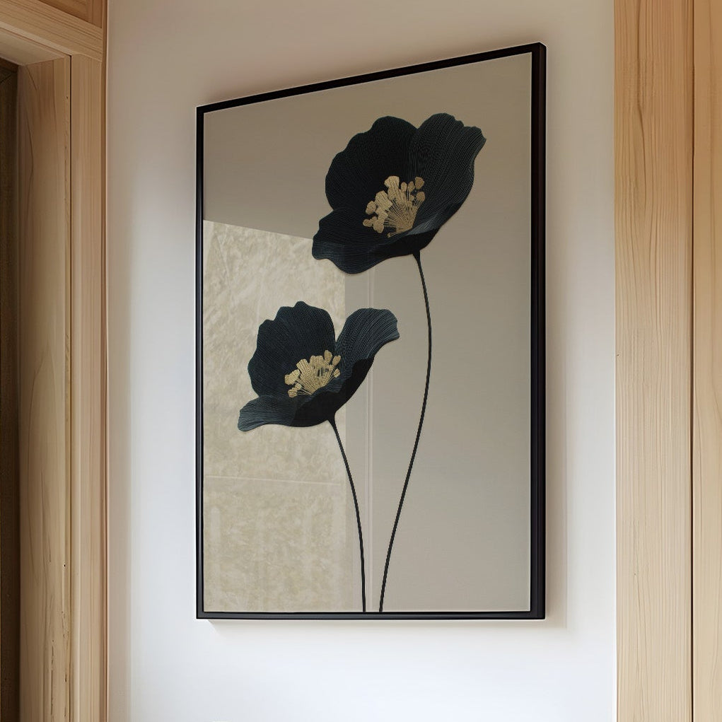 Midnight Blooms with Golden Hearts