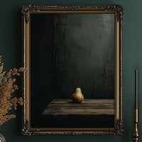 Solitary Pear in Emerald Darkness