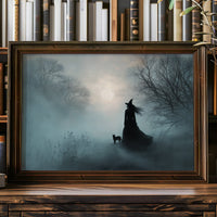 Fog Bound Witch Walks Midnight Path
