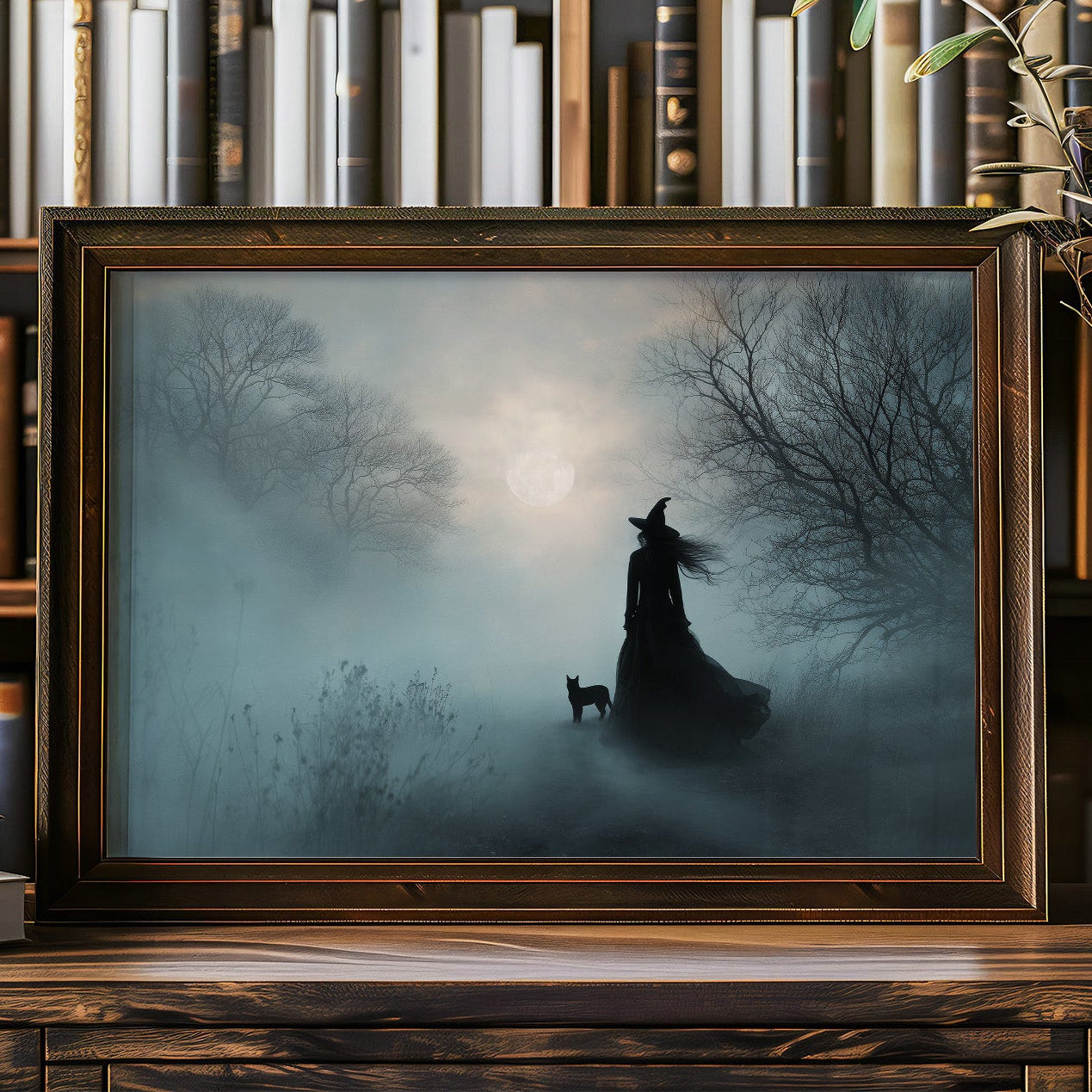 Fog Bound Witch Walks Midnight Path