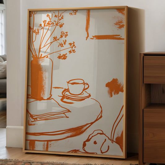 Tangerine Morning: Coffee and Wildflowers