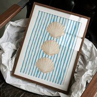 Oceanic Rhythm: Shells Against Azure Streams