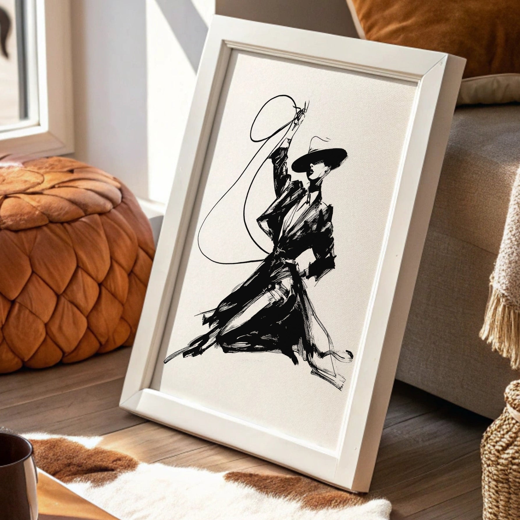 Noir Elegance: Brushstrokes in Motion