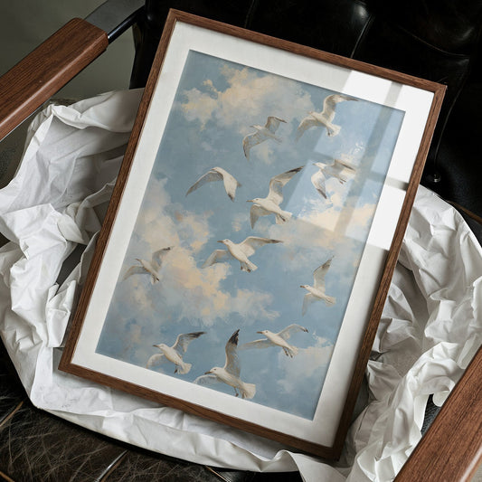 Seagulls Traverse Azure Freedom