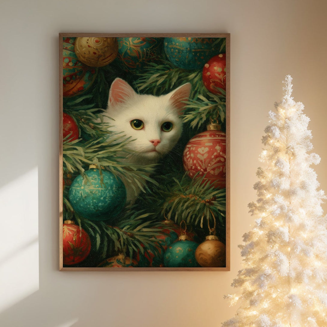 Yuletide Curiosity Among Evergreen Boughs