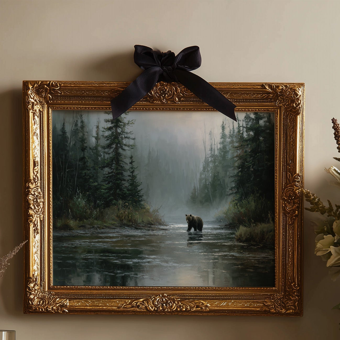 Misty River Meets Ancient Wanderer