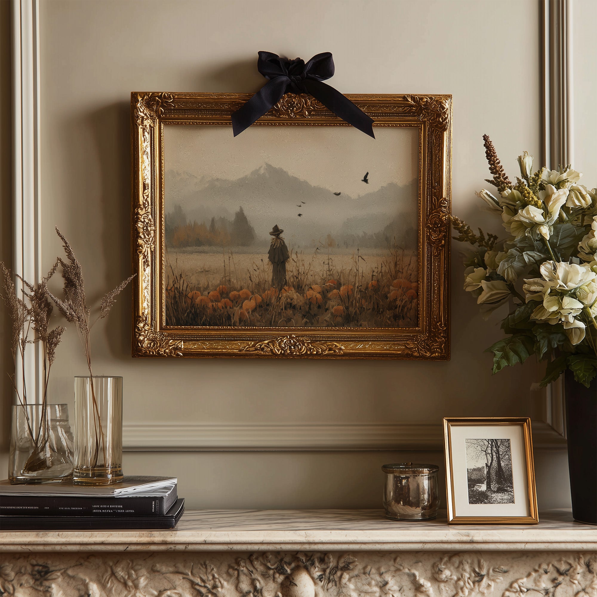 Autumn Field Watcher Stands Alone