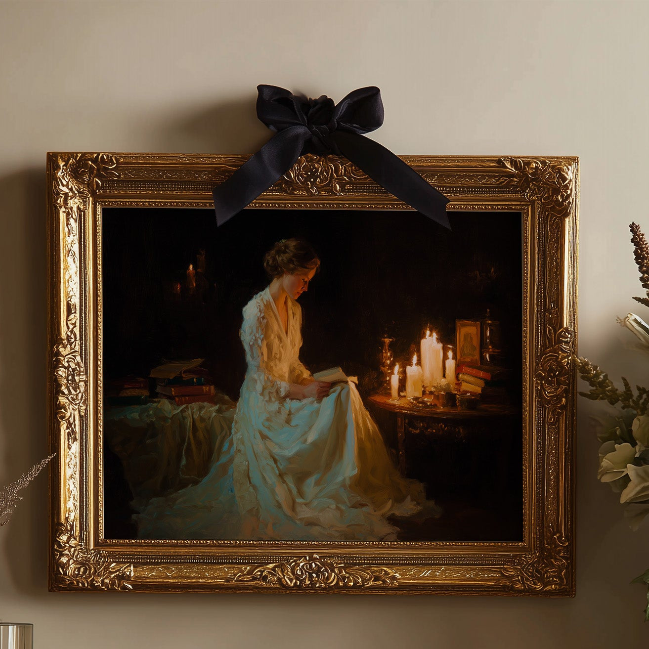 Reading By Candlelight's Gentle Glow