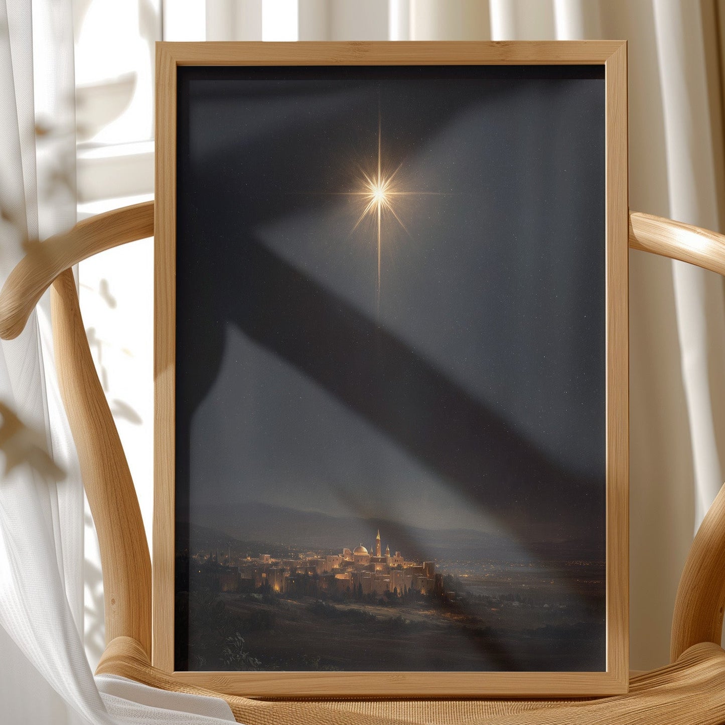 Celestial Beacon Over Ancient City