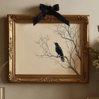 Raven Perches On Winter Branches