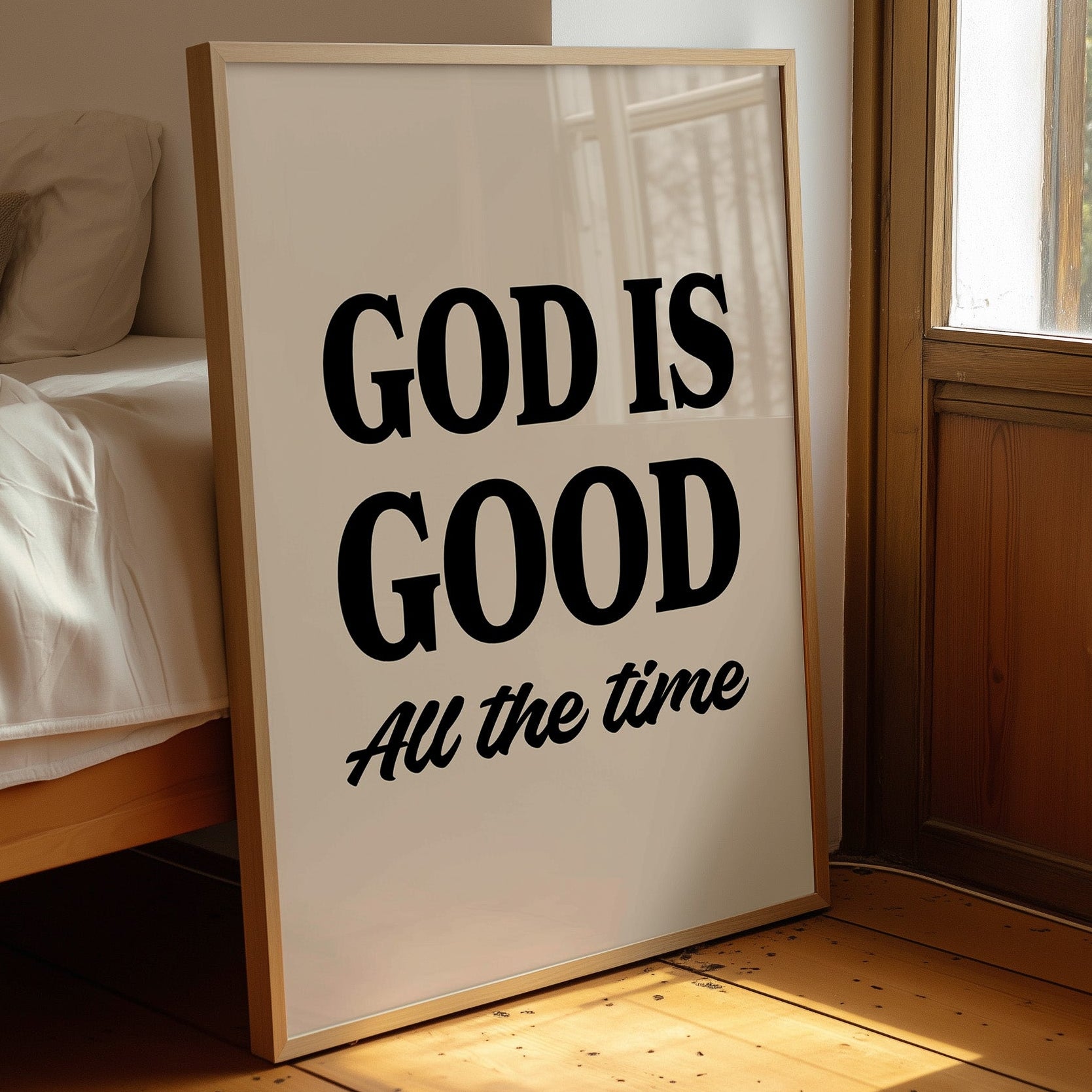 God is Good Affirmation in Bold Typography