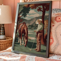 Pastoral Pause: Cowboy's Unexpected Fairway