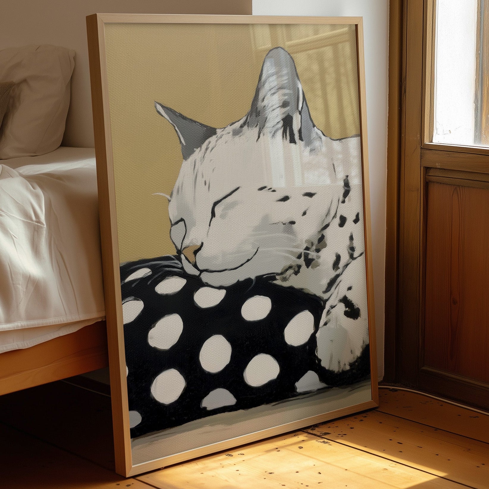Spotted Comfort: Feline Slumber Portrait