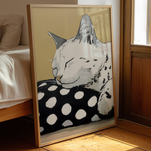 Spotted Comfort: Feline Slumber Portrait