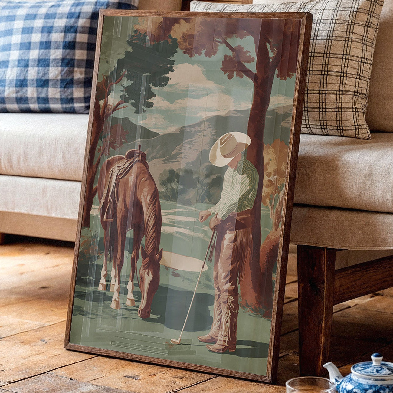 Pastoral Pause: Cowboy's Unexpected Fairway