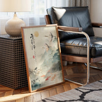 Cranes Dance Above Golden Koi