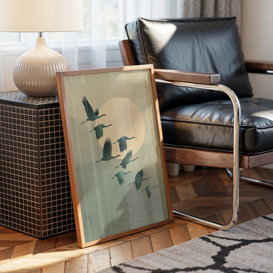 Cranes Dance Across Golden Dawn