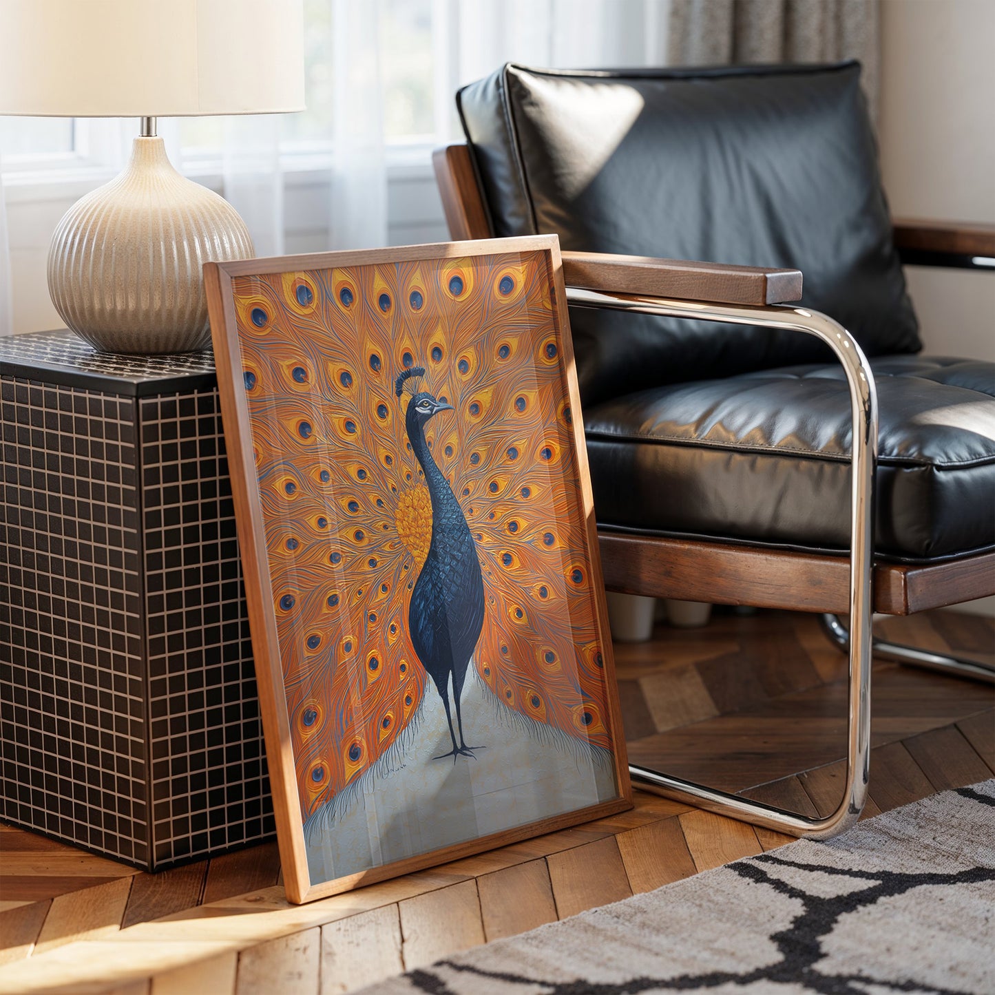 Proud Peacock Unfolds Golden Tales