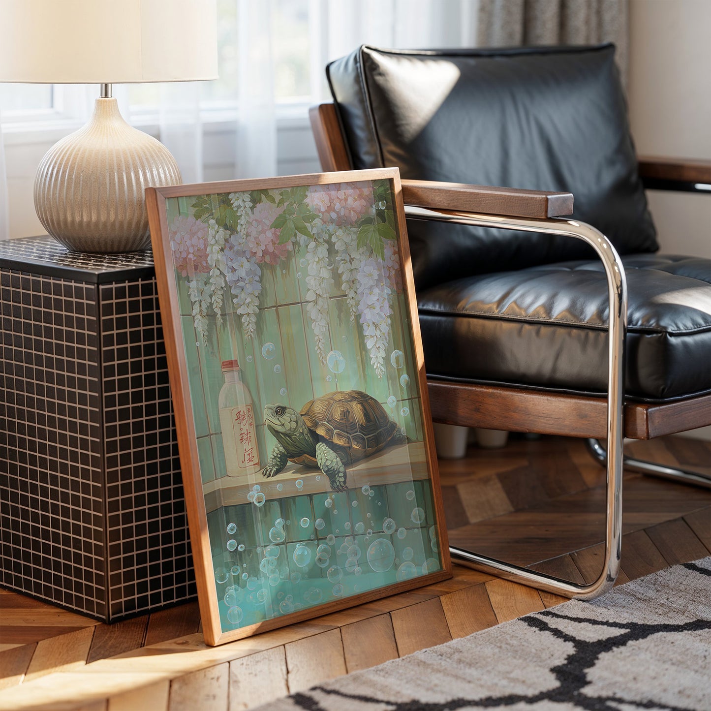 Turtle Dreams Among Wisteria Blooms