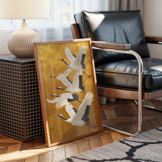 Cranes Dance In Golden Morning