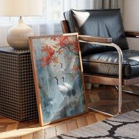 Cranes Dance Below Maple Fire