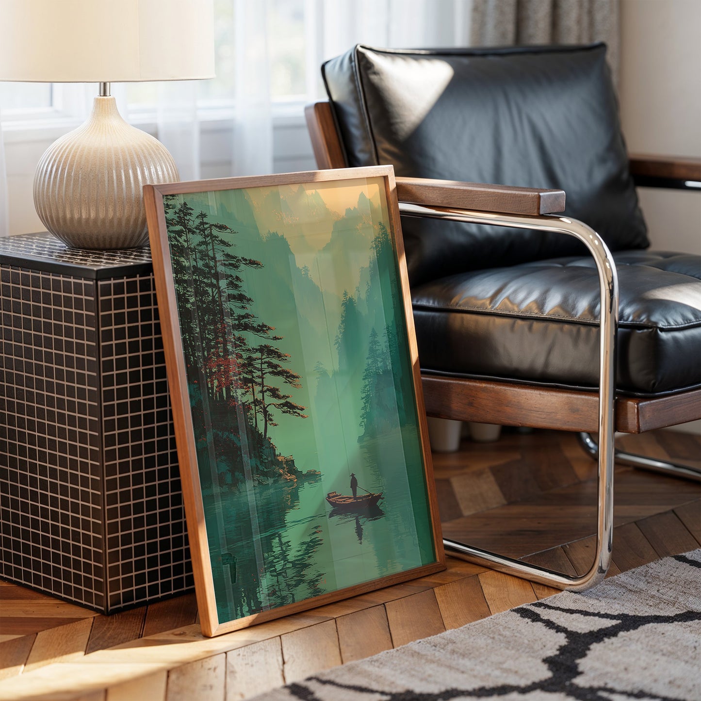 Lone Boatman Seeks Emerald Waters