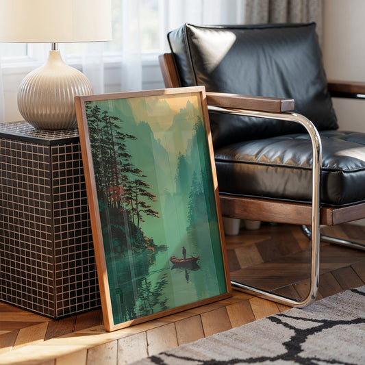 Lone Boatman Seeks Emerald Waters