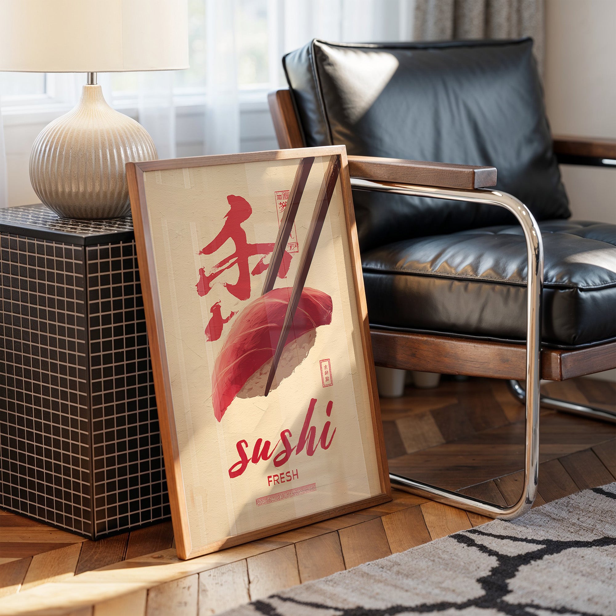 Red Brushstrokes Tell Sushi Stories