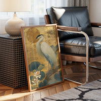 Lotus Moon Greets Noble Heron