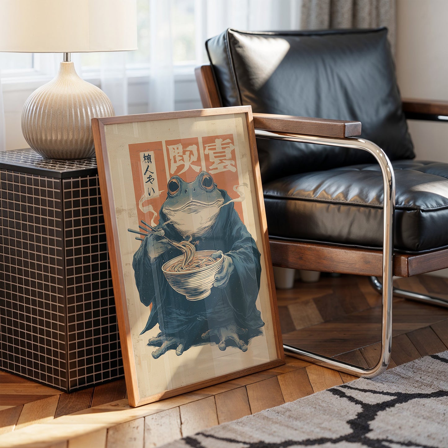 Wise Frog Savors Midnight Ramen