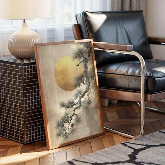 Pine Branches Dance With Golden Moon