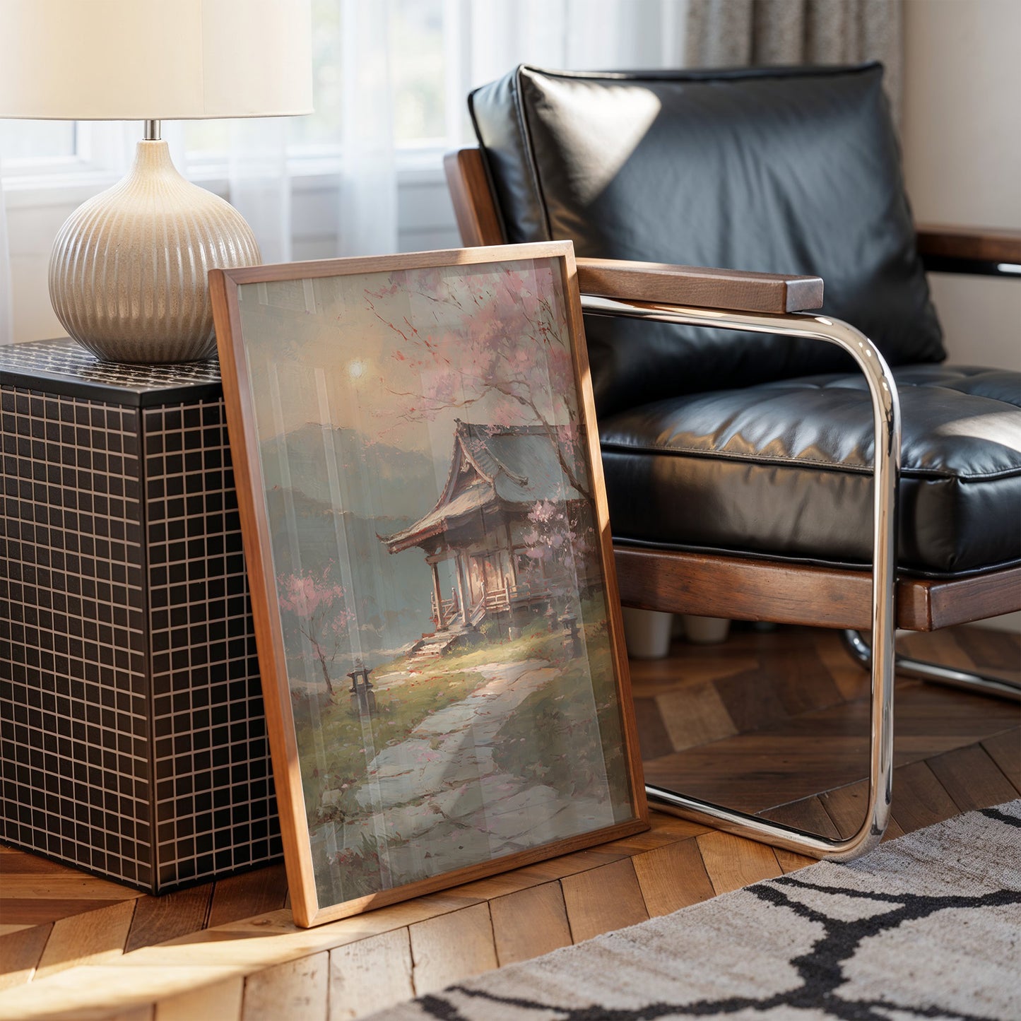 Cherry Blossoms Guard Ancient Temple Path