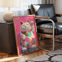 Lucky Cat Blooms In Neon Dreams