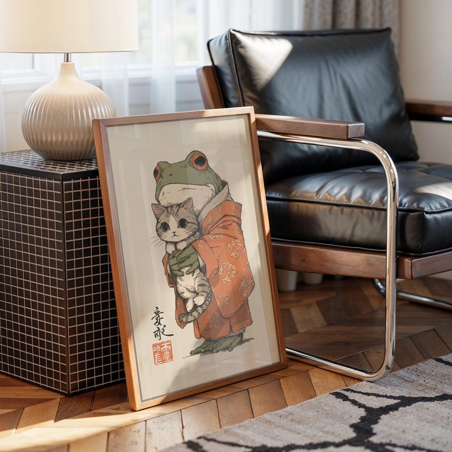 Frog Prince Cuddles Curious Kitten