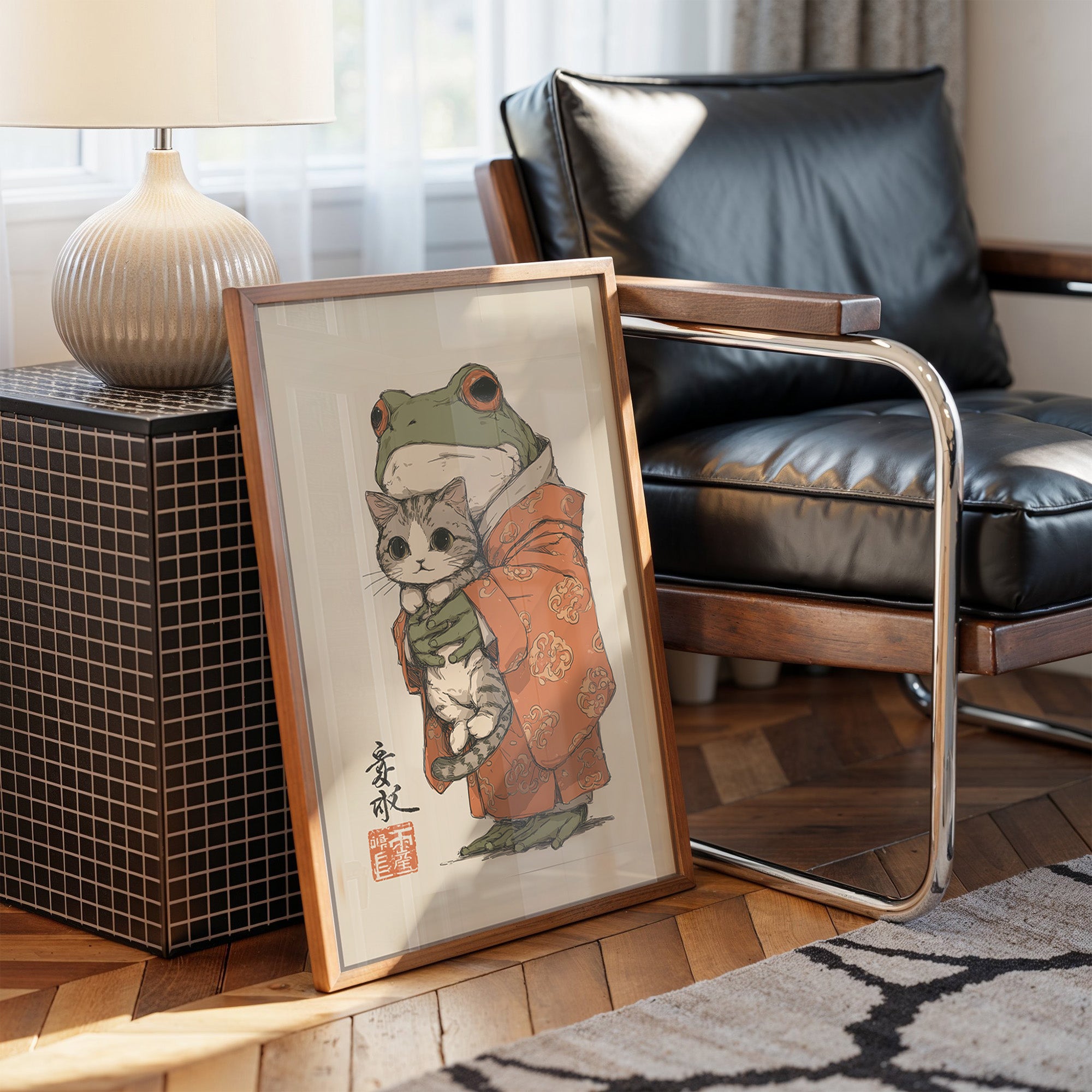 Frog Prince Cuddles Curious Kitten