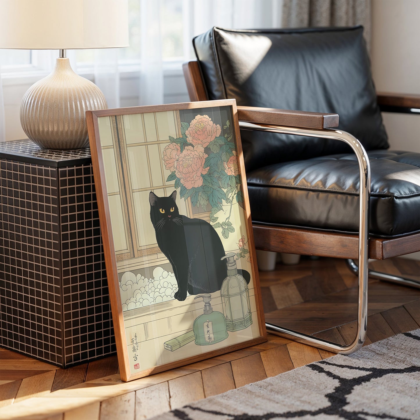 Black Cat Meets Pink Peony Tales