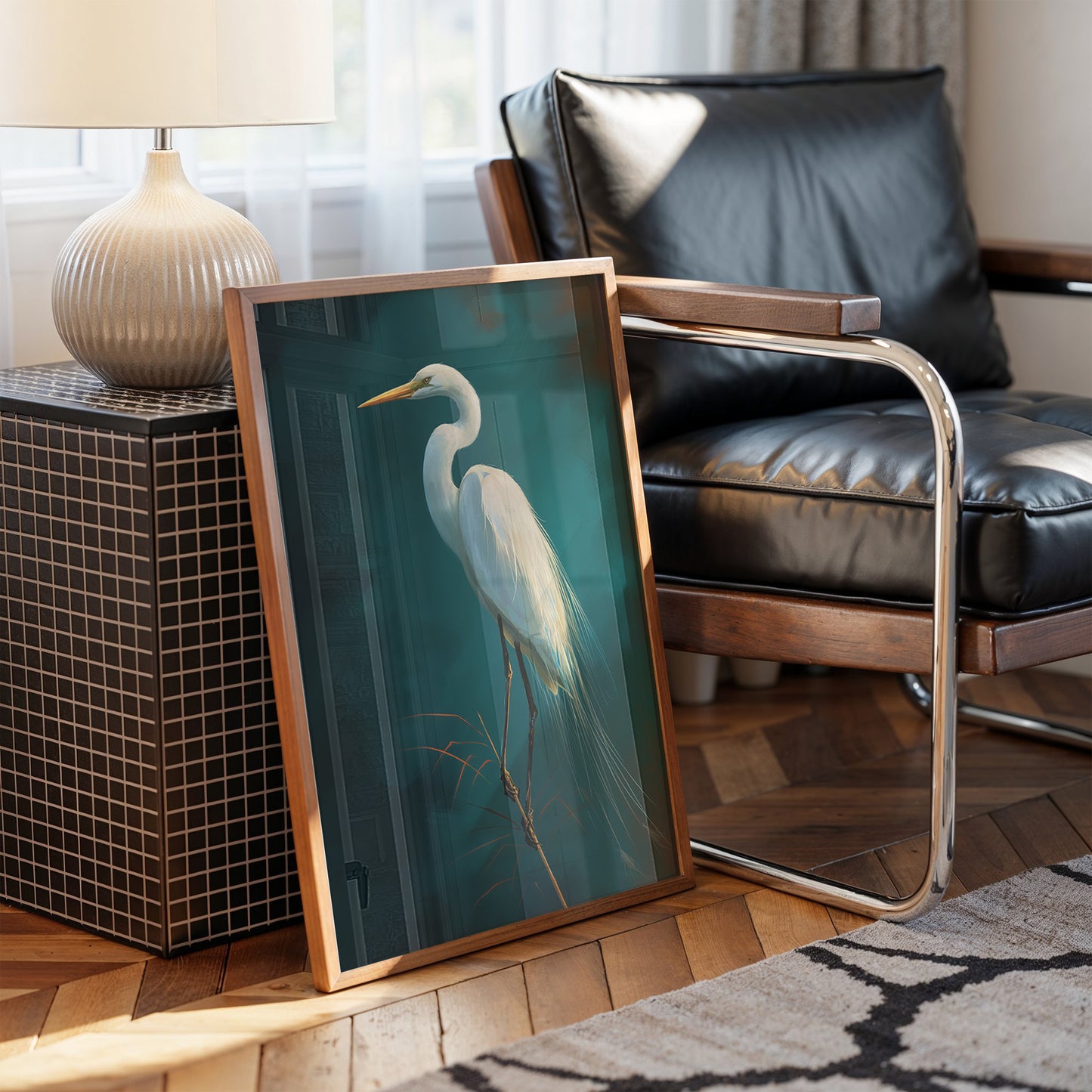 White Feathers Against Emerald Twilight