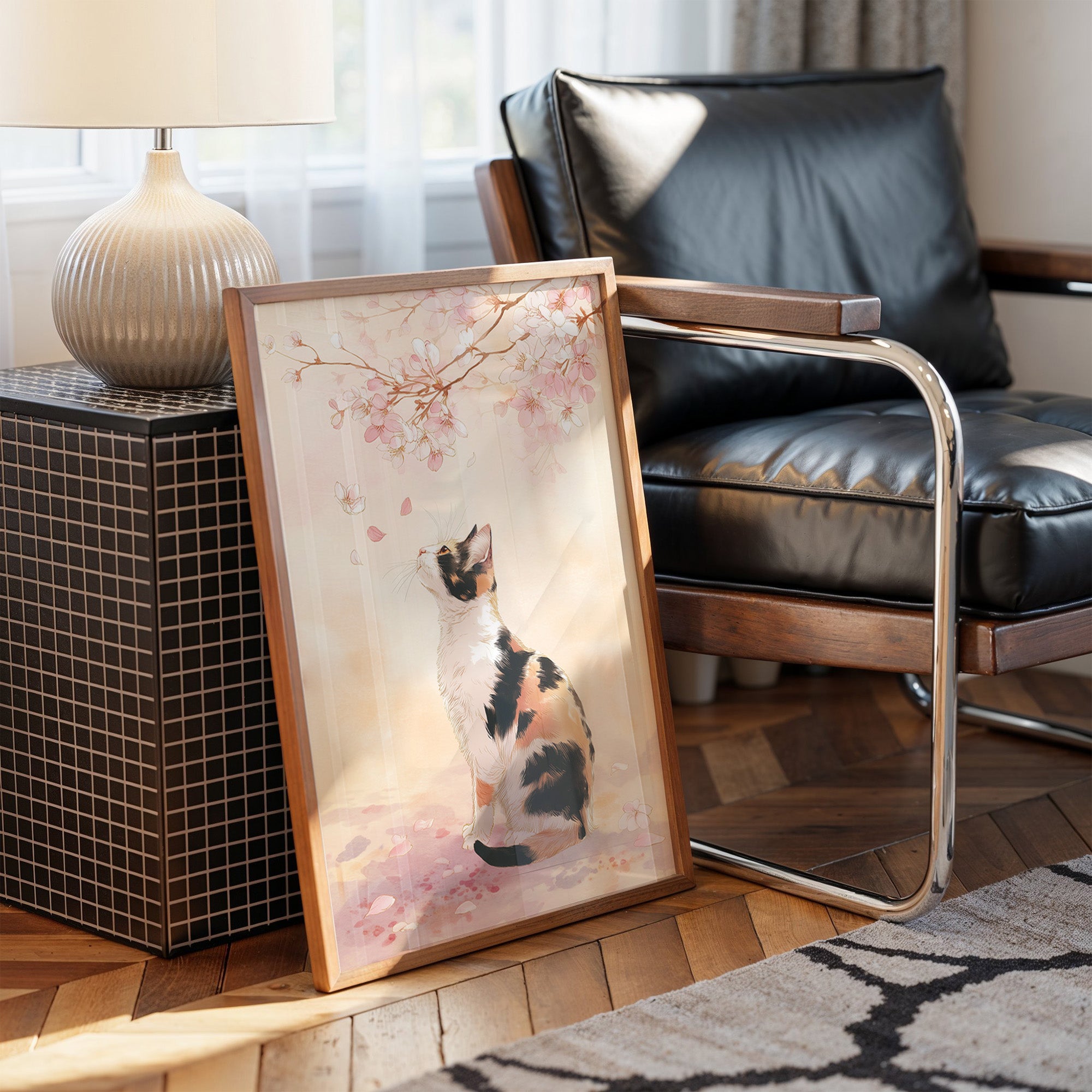 Calico Dreams Under Cherry Blossoms