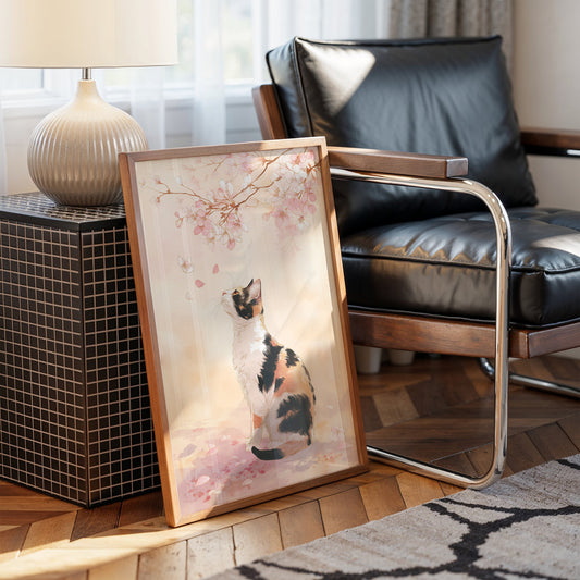 Calico Dreams Under Cherry Blossoms