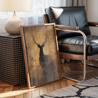 Stag's Silhouette On Autumn Gold