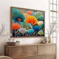 Coral And Turquoise Blooms Glow