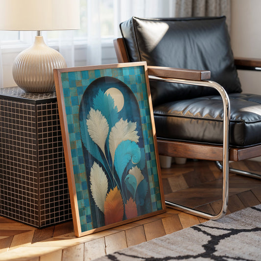 Moonlit Feathers Dance In Turquoise