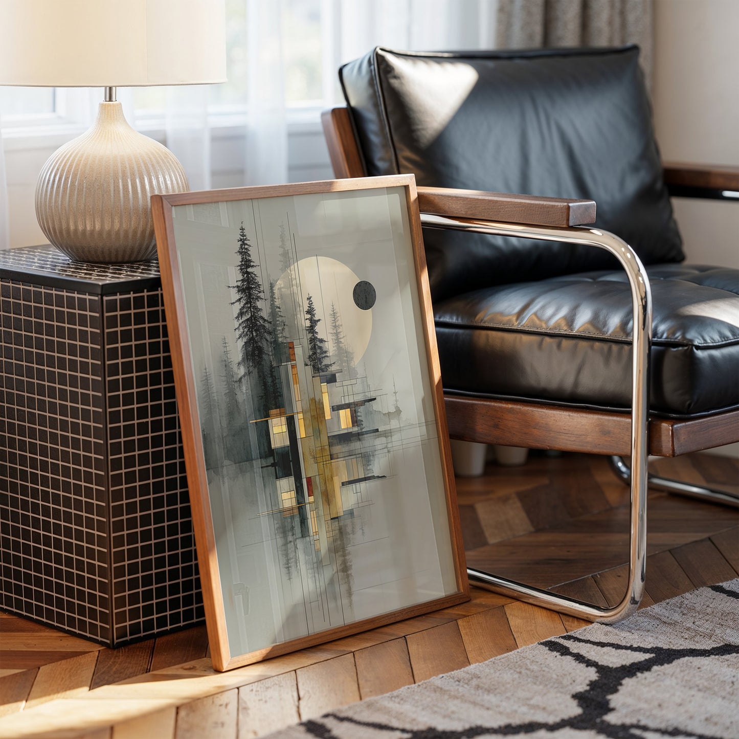 Geometric Pines Meet Rising Moon