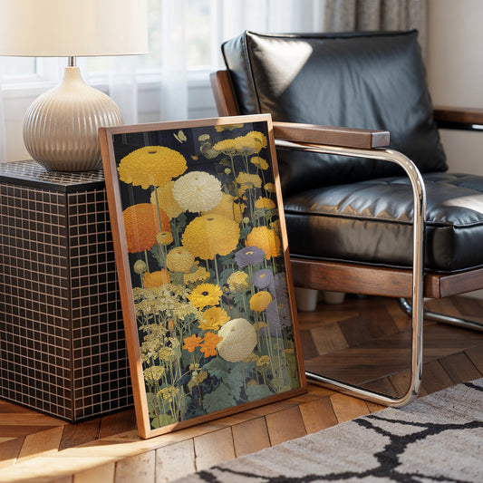 Golden Blooms Dance Through Midnight Gardens