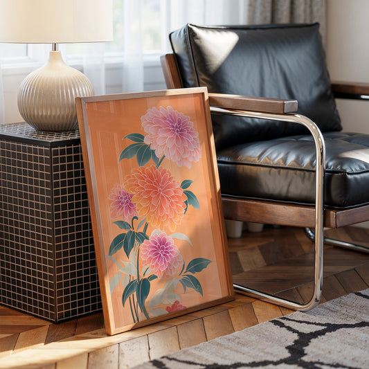 Dahlias Dance In Coral Light