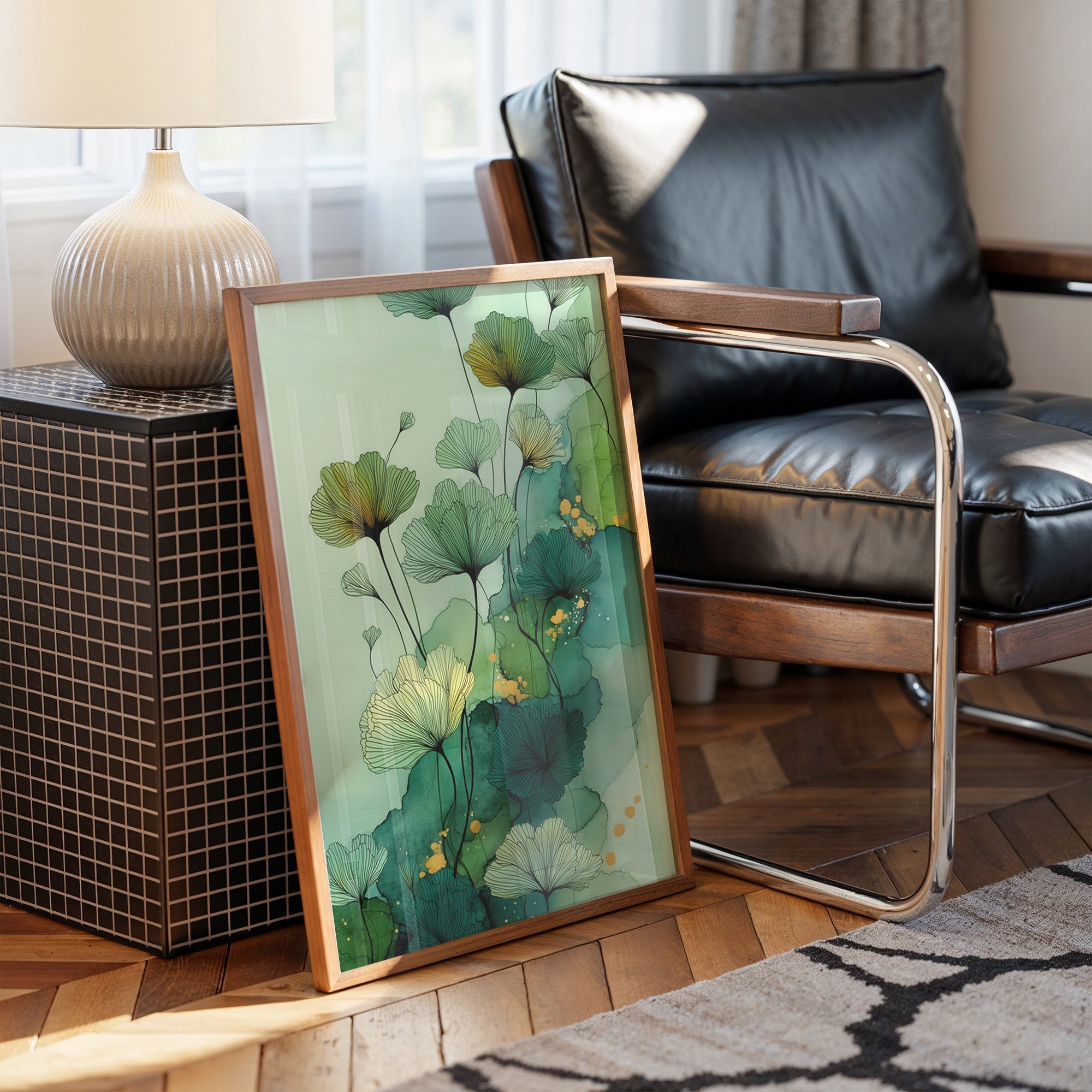 Jade Petals Dance In Watercolor