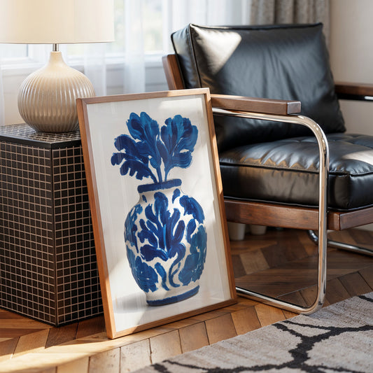 Cobalt Petals Dance In White