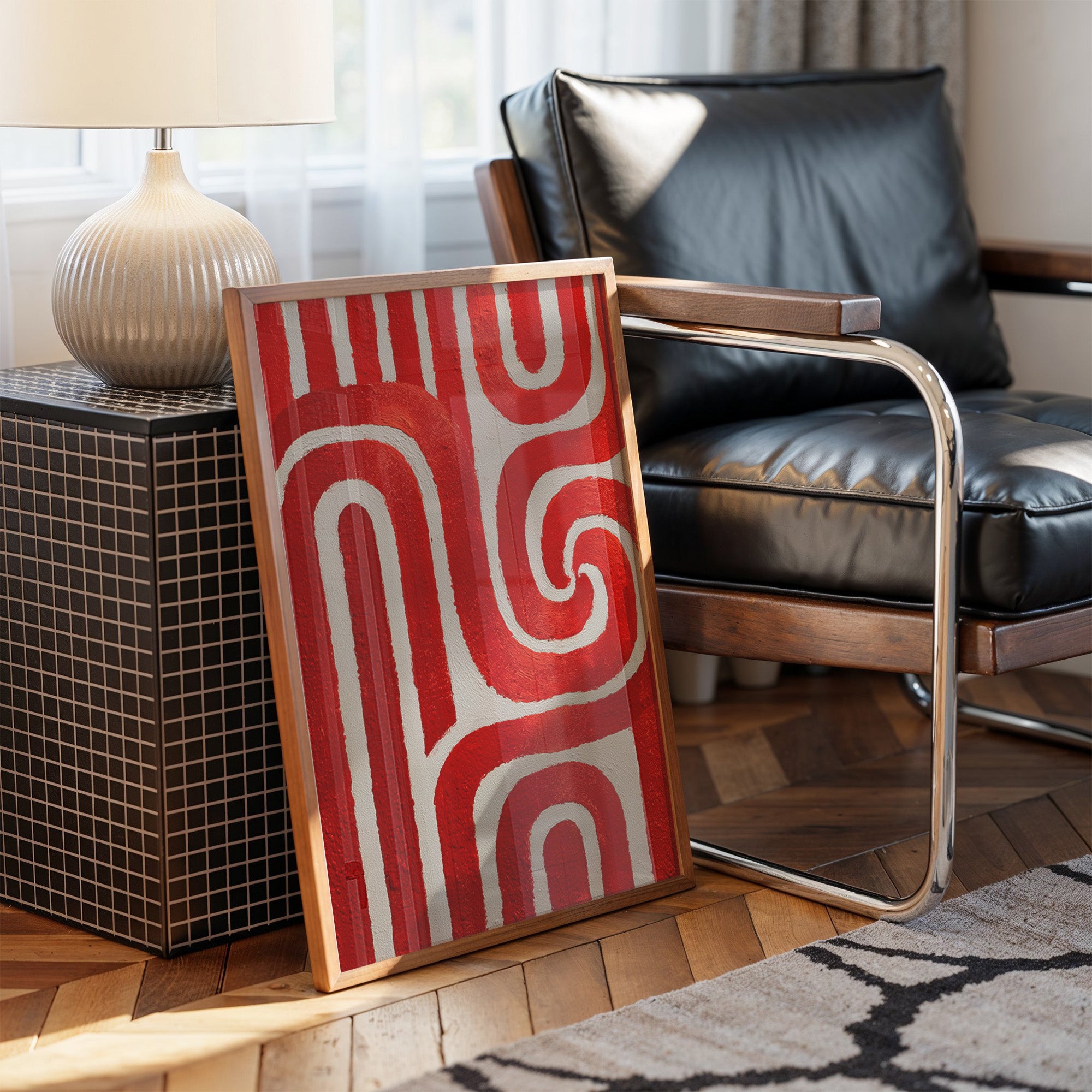 Crimson Paths Dance Through Silver