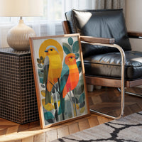 Sunlit Birds Share Garden Secrets